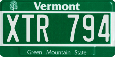 VT license plate XTR794