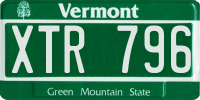VT license plate XTR796