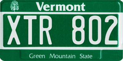 VT license plate XTR802