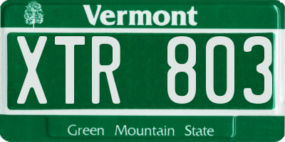 VT license plate XTR803