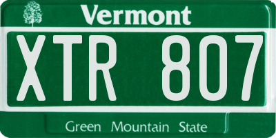 VT license plate XTR807
