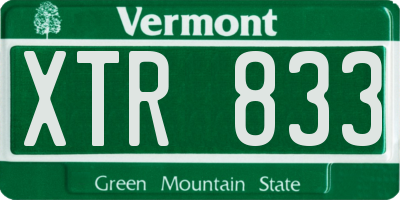 VT license plate XTR833