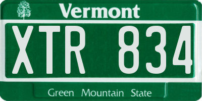 VT license plate XTR834