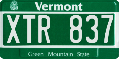 VT license plate XTR837