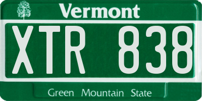VT license plate XTR838