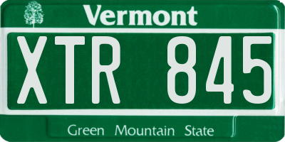 VT license plate XTR845