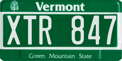 VT license plate XTR847