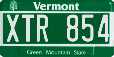 VT license plate XTR854