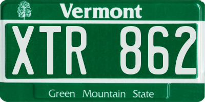 VT license plate XTR862