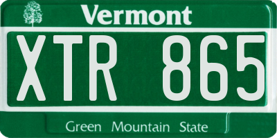 VT license plate XTR865
