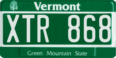 VT license plate XTR868
