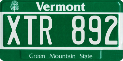 VT license plate XTR892