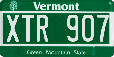 VT license plate XTR907