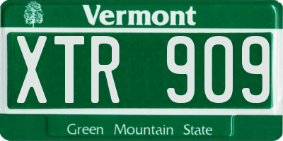VT license plate XTR909