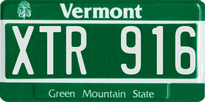 VT license plate XTR916