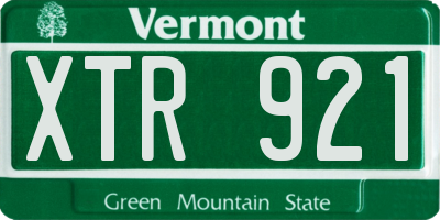 VT license plate XTR921