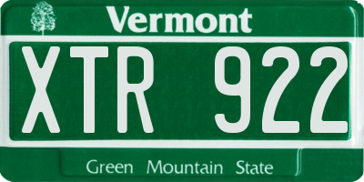 VT license plate XTR922