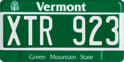 VT license plate XTR923