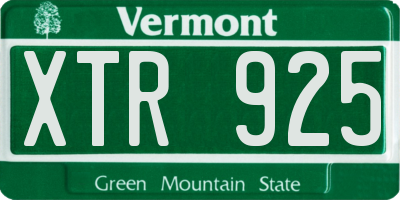 VT license plate XTR925