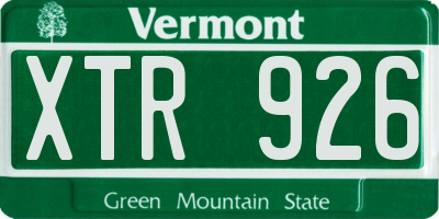 VT license plate XTR926