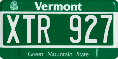 VT license plate XTR927