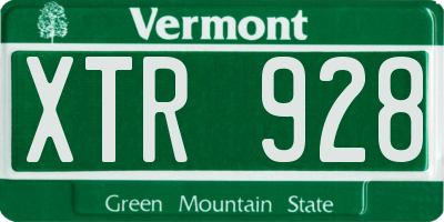 VT license plate XTR928