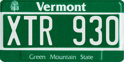 VT license plate XTR930