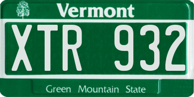 VT license plate XTR932