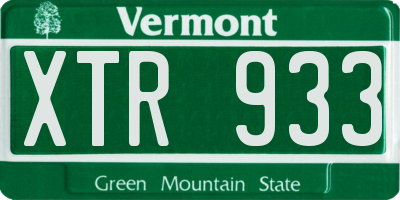 VT license plate XTR933