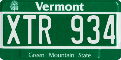 VT license plate XTR934