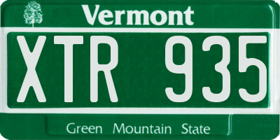 VT license plate XTR935