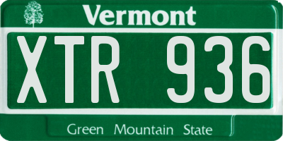 VT license plate XTR936