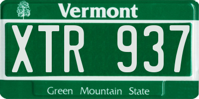 VT license plate XTR937