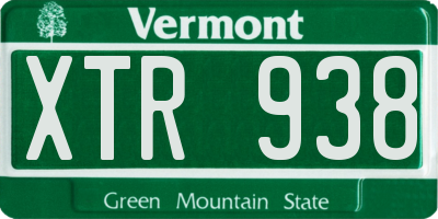 VT license plate XTR938