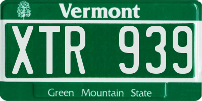 VT license plate XTR939