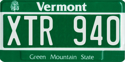 VT license plate XTR940