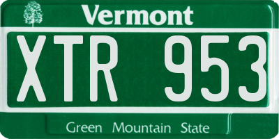 VT license plate XTR953