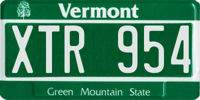 VT license plate XTR954