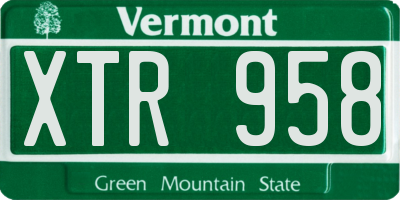 VT license plate XTR958