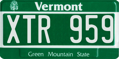 VT license plate XTR959