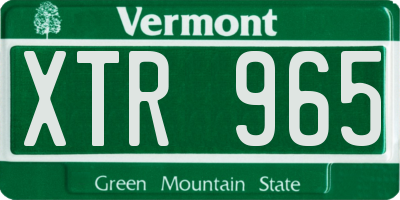 VT license plate XTR965