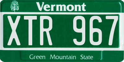 VT license plate XTR967