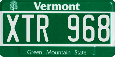 VT license plate XTR968