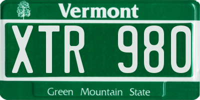 VT license plate XTR980