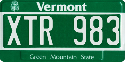 VT license plate XTR983