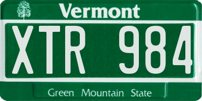 VT license plate XTR984