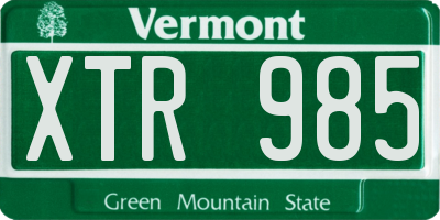 VT license plate XTR985