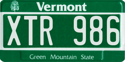 VT license plate XTR986