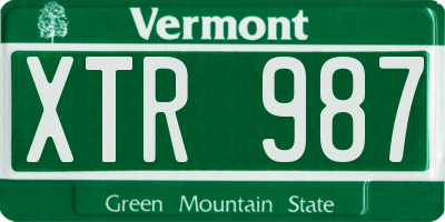 VT license plate XTR987