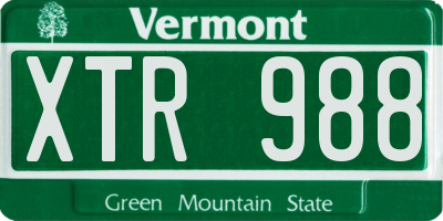 VT license plate XTR988